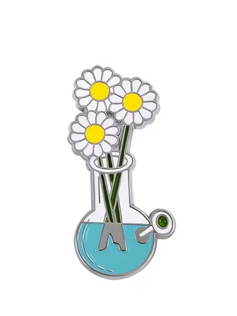 Daisy Bouquet in Glass Beaker Enamel Pin - Polychrome